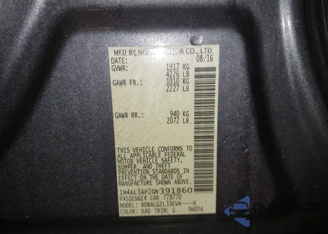 2016 Nissan Altima 2.5 S из США, поврежденный, VIN 1N4AL3AP2GN391860